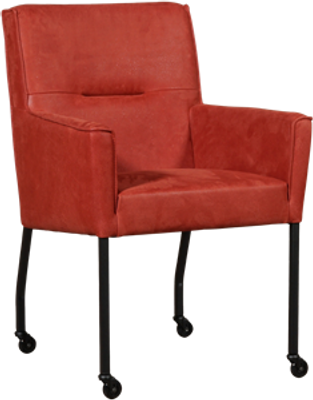 Rode leren moderne eetkamerstoel Lucky - Kenia Leer Burgundy (rood leer)