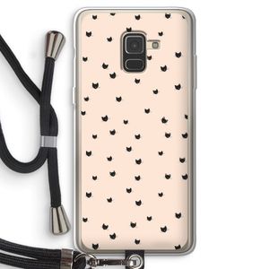 Kleine kattenkopjes: Samsung Galaxy A8 (2018) Transparant Hoesje met koord
