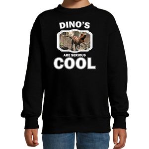 Sweater dinosaurs are serious cool zwart kinderen - dinosaurussen/ carnotaurus dinosaurus trui