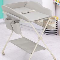 Opvouwbare Luiertafel in Hoogte Verstelbare Luiertafel met Afneembare en Vergrendelbare Wielen Veiligheidsgordel Grijs