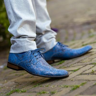 Blue Paisley Panther Lureaux - Handgemaakte Nette Schoenen Voor Heren