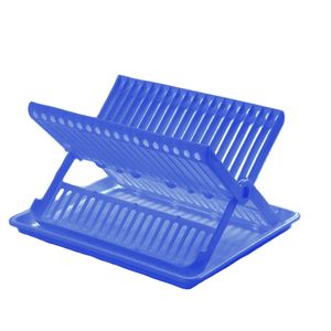 Blauw afdruiprek 2-laags met lekbak 37 x 33 x 21 cm