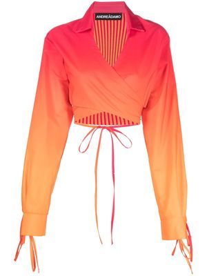 ANDREĀDAMO blouse à taille nouée - Orange