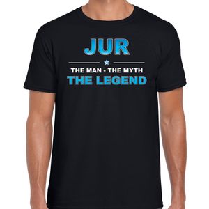 Naam cadeau t-shirt Jur - the legend zwart voor heren