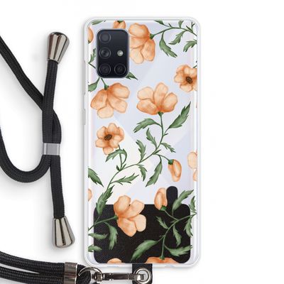 Peachy flowers: Samsung Galaxy A71 Transparant Hoesje met koord