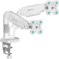 ONKRON G-160-W Draaibare en kantelbare bureauhouder voor twee monitoren van 13-32 inch, max. 8 kg, met draaifunctie, wit
