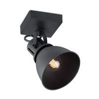 Industriële LED Wandspot Fama - Zwart - 9.5/9.5/9.5cm - Dimbaar - plafonniere gemaakt van metaal - inclusief LED lichtbron - E14 fitting - 4W - 400lm - 2700K - warm wit licht