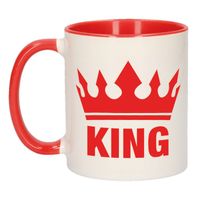 Cadeau King mok/ beker rood wit 300 ml - feest mokken - thumbnail