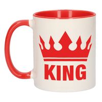 Cadeau King mok/ beker rood wit 300 ml - feest mokken