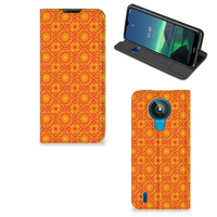 Nokia 1.4 Hoesje met Magneet Batik Oranje