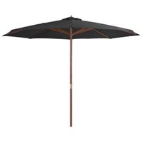 VidaXL Parasol met houten paal 350 cm antraciet - thumbnail