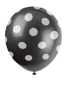 Ballonnen Zwart Met Witte Stippen - 6 Stuks