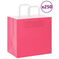 VidaXL Papieren zakken 250 st met hengsels 26x17x25 cm roze