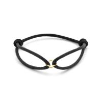 Zwarte Satijnen Armband met 14k Gouden Bloem - Verstelbaar 13-26 cm Zwarte Satijnen Armband met 14k Gouden Bloem - Verstelbaar 13-26 cm