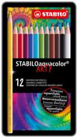 Kleurpotlood stabilo 1612 aquacolor blik 12st ass | 5 stuks
