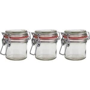 3x Mini weckpotten/inmaakpotten 100 ml met beugelsluiting