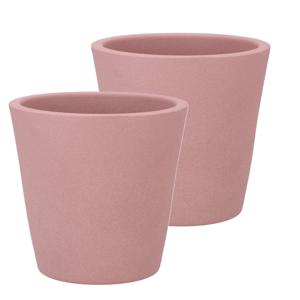 DK Design Bloempot/plantenpot - 2x - Vinci - lichtroze mat - voor kamerplant - D16 x H18 cm