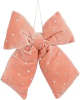 Mica Decorations fluwelen kerst ornament strik 17cm roze Mica Decorations fluwelen kerst ornament strik 17cm roze