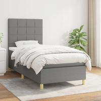 Boxspring met matras stof donkergrijs 90x190 cm