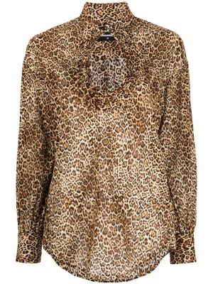 DSQUARED2 blouse à imprimé léopard - Marron