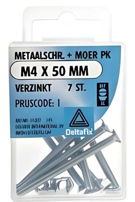 M.schroef moer pk m4x50mm 7st - Deltafix