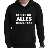 Steak alles in de fik bbq / barbecue cadeau hoodie zwart voor heren - thumbnail