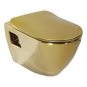 Wandcloset Creavit Terra | Rimless | Met bidet | Excl.Toiletzitting | Keramiek | Goud glans