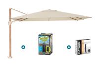 Platinum Challenger parasol Premium T2 2,6x3,5 m. - Champagne Teak - met ingraafvoet en hoes