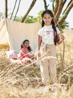 Cargobroek meisjes van soepel materiaal zandbeige