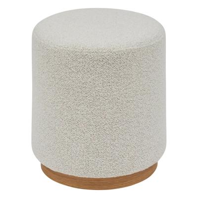 Poef om te zitten - Nesky Boucle - stof/hout - wit - D41 x H45 cm - extra zitplaatsen