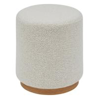 Poef om te zitten - Nesky Boucle - stof/hout - wit - D41 x H45 cm - extra zitplaatsen
