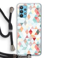 Gekleurde driehoekjes pastel: Samsung Galaxy A32 4G Transparant Hoesje met koord
