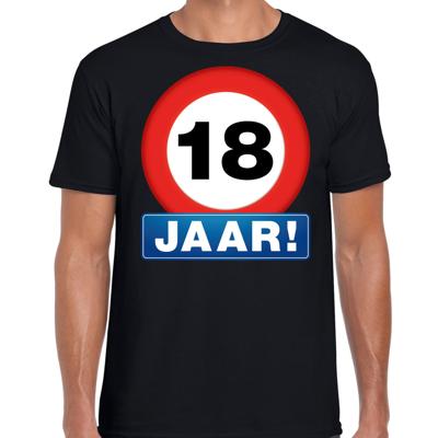 18 jaar geworden - Stopbord - verjaardag t-shirt - zwart - heren - Happy Birthday - kleding 18 jaar geworden - Stopbord - verjaardag t-shirt - zwart - heren - Happy Birthday - kleding