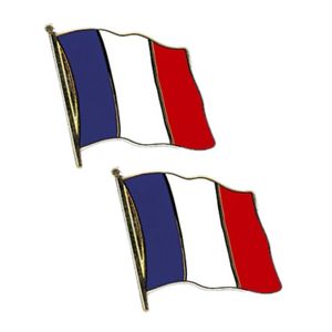 Set van 2x stuks pin speldje broche Vlag Frankrijk 2 cm