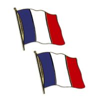 Set van 2x stuks pin speldje broche Vlag Frankrijk 2 cm