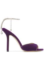 Jimmy Choo sandales Saeda 100 mm à ornements en cristal - Violet - thumbnail