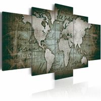 Schilderij - Emerald Map - Wereldkaart , 5 luik - thumbnail