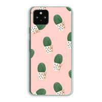 Cactusprint roze: Google Pixel 5a 5G Transparant Hoesje