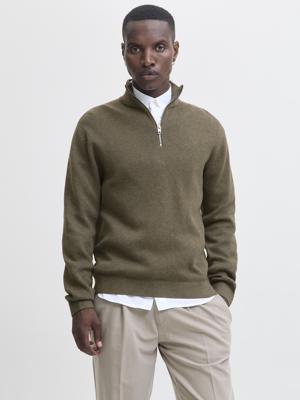Jack & Jones Jprblamilano Stitch Knit Half Zip Sn Trui Stone Gray Melange