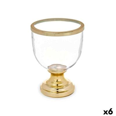 Kaarshouder Gift Decor Gouden Kristal Staal 17,3 x 23,5 x 17,3 cm Fluitglas (6 Stuks)