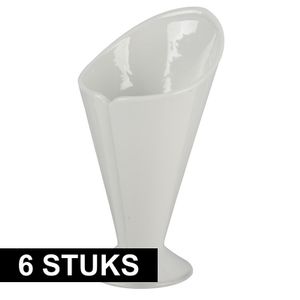 6x stuks friet/patathouders porselein 11 cm