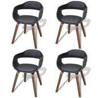 Eetkamerstoelen 4 st gebogen hout en kunstleer zwart
