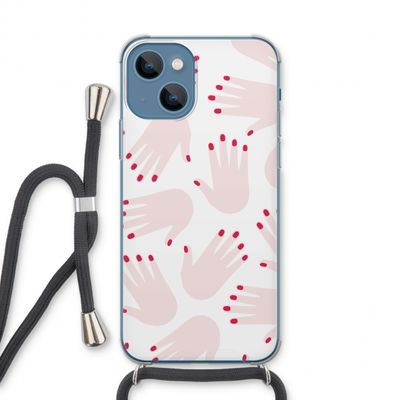 Hands pink: iPhone 13 Transparant Hoesje met koord
