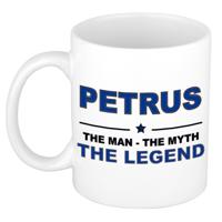 Petrus cadeau mok - man myth legend - naam koffiemok / beker - wit en blauw - 300 ml