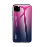 Voor iPhone 11 gradiënt kleur glas geval (magenta)