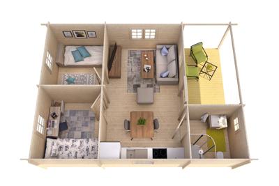 Blokhut - Tuinhuis Javea | 44 mm | grijs geïmpregneerd