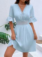 Plain Casual Lace Dress With No