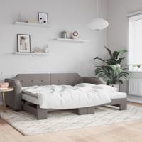 Slaapbank met onderschuifbed en matrassen 100x200 cm stof taupe