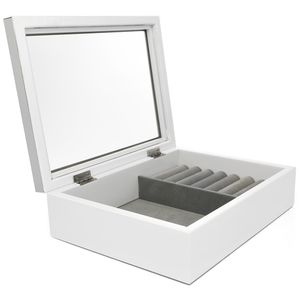 Zilverstad 7624130 Sieradenbox met venster zilverkleurig-wit 22,7 x 17,6 x 6,9 cm