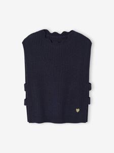 Mouwloze meisjestrui met versieringen marineblauw
